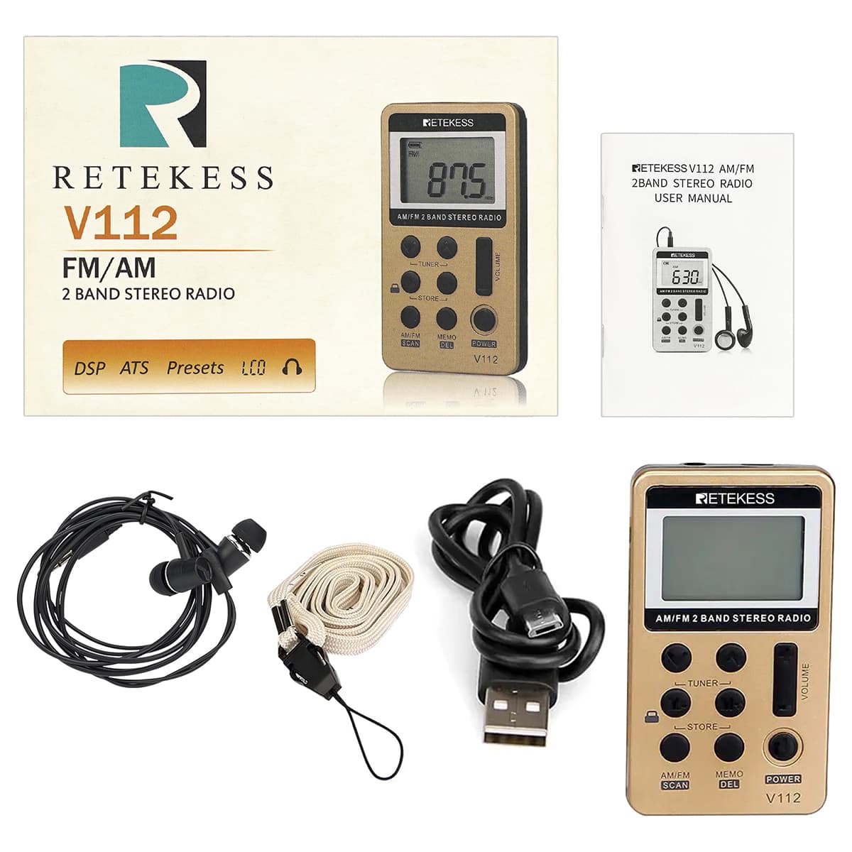 Retekess V112 Mini Radio Battery Operated Radio Portable