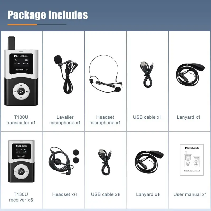 T130U Digital UHF Tour Guide System Clear Sound