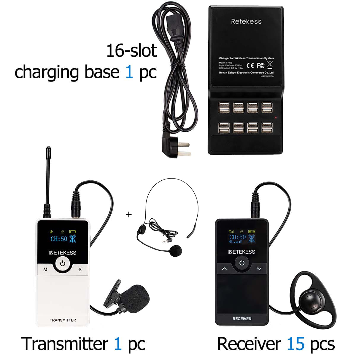thumbnail image 2 of Retekess TT116 Tour Guide System Wireless, Tour Guide Headsets, Adjustable Volume 2 of 12