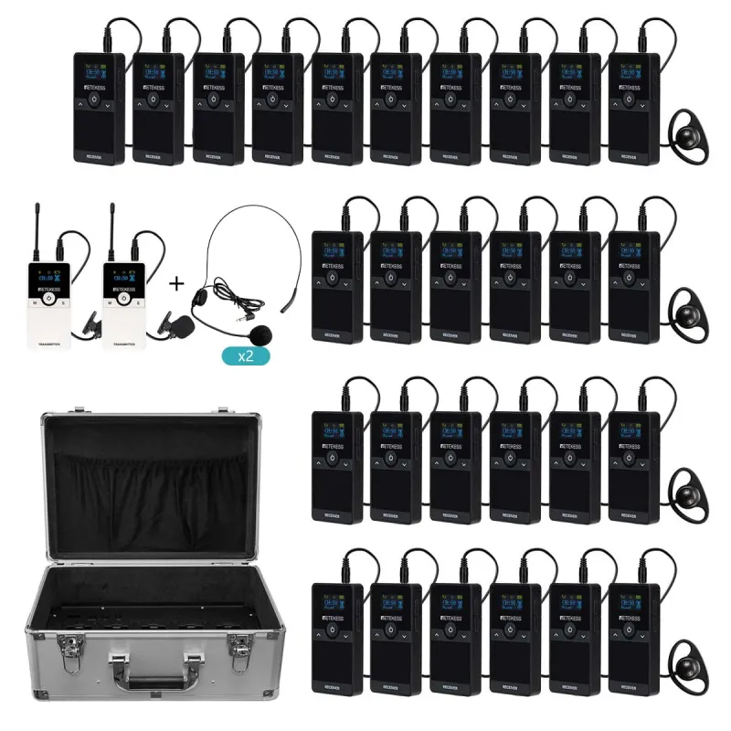 TT116 Plant Tour Headsets for Plant Tours, Factory Visit, Church & Internal Company Use with 30 Slot Charging Case