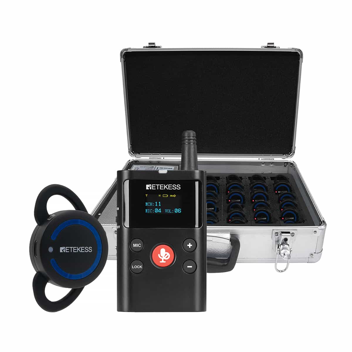 Retekess TT126 TT126R Wireless Audio Guide System Ear-hook Receiver No Need Earphones for Tour Guiding, Plant Tours, Conferences and Training