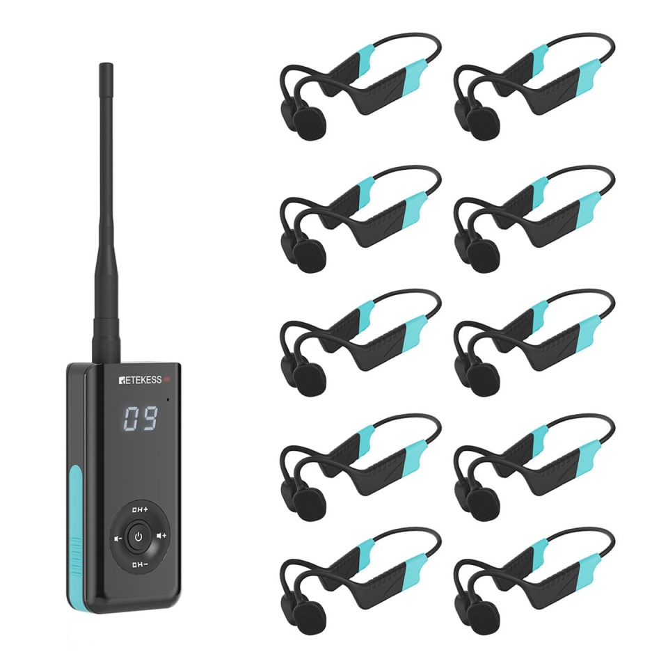 TT120 Waterproof Bone Conduction Headphone Tour Guide System IP68 for Kayak Trips, Cruising Tour, Yachting Trip, Sailing Racing, SUP Surfing and Underwater Activity
