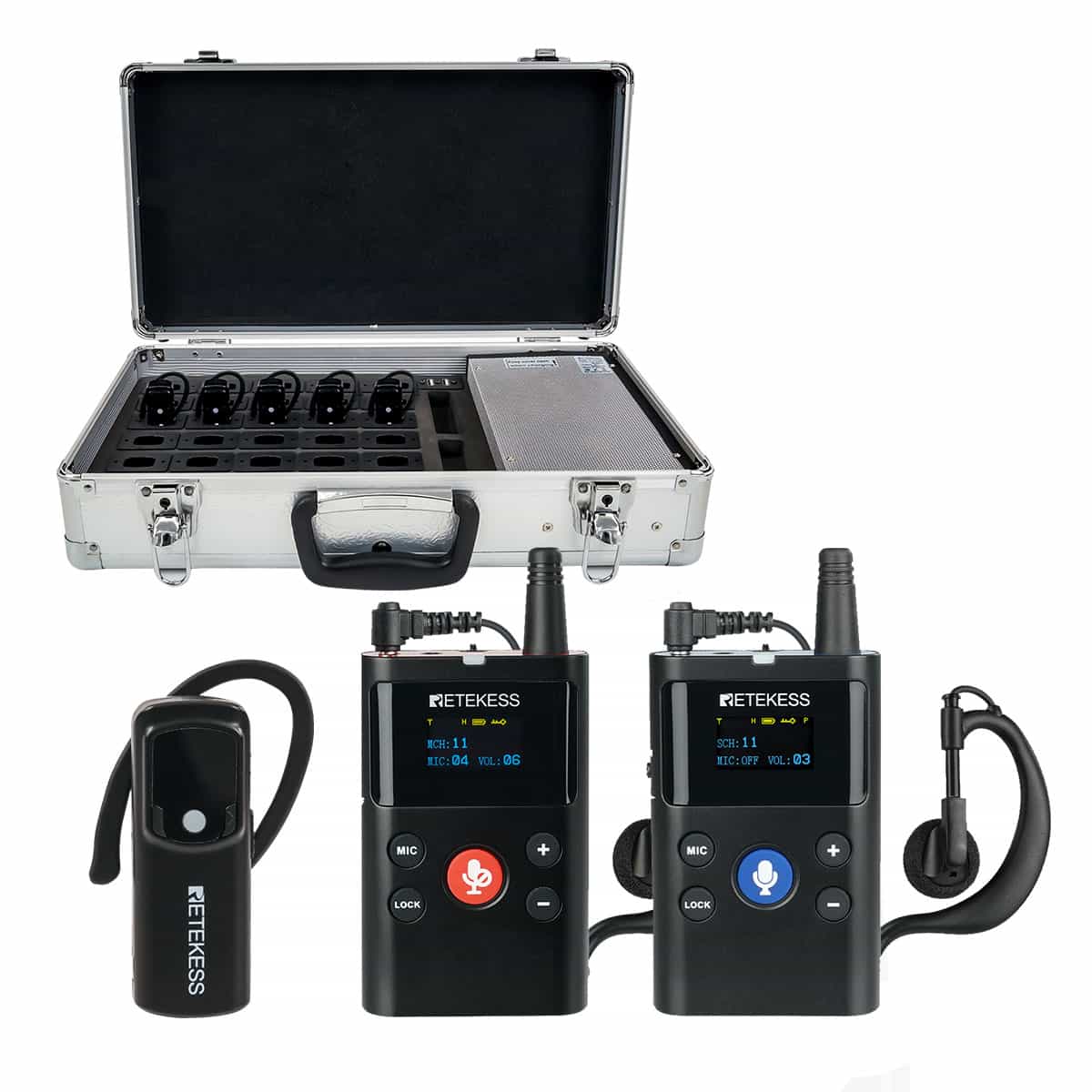 Retekess TT126 TT126E Full-duplex Communication System for Tours, Schools, Factory Visits, Training, and Conferences with 30-slot Charging Case