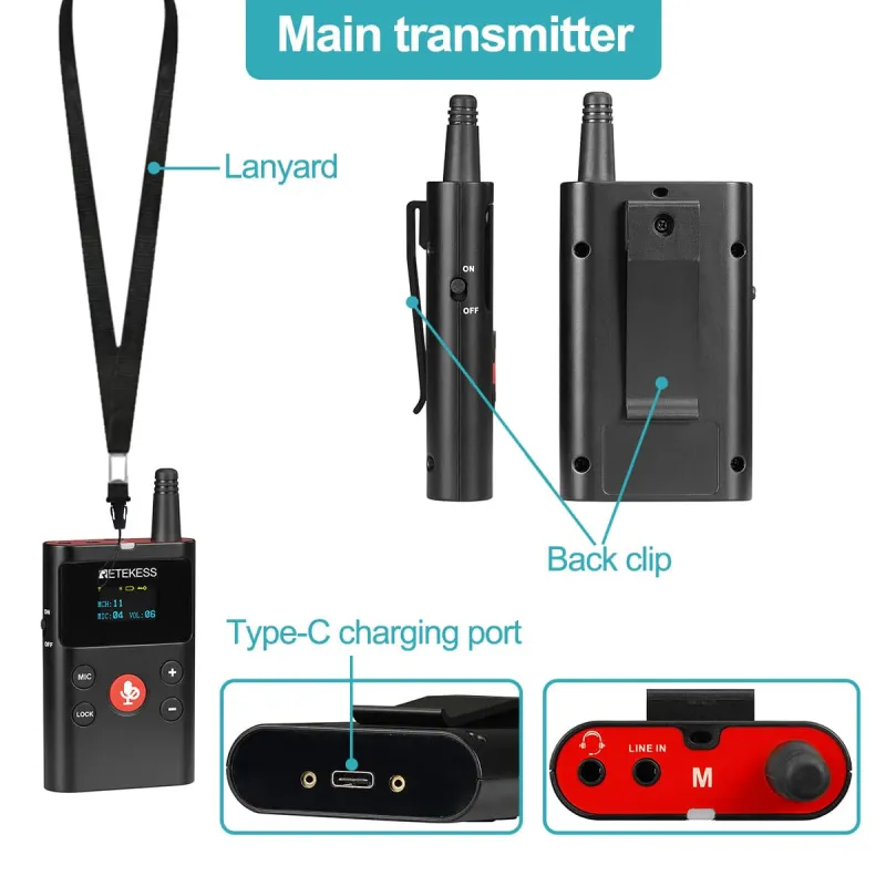 TT126 Two-way Tour Headsets for Industrial Plant Tour Factory Visit with Noise-Canceling Headset