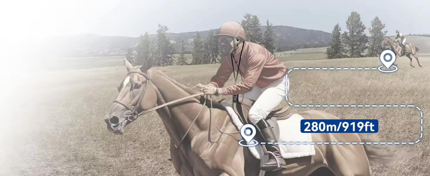 919 ft communication range of TT126 equestrian coaching system