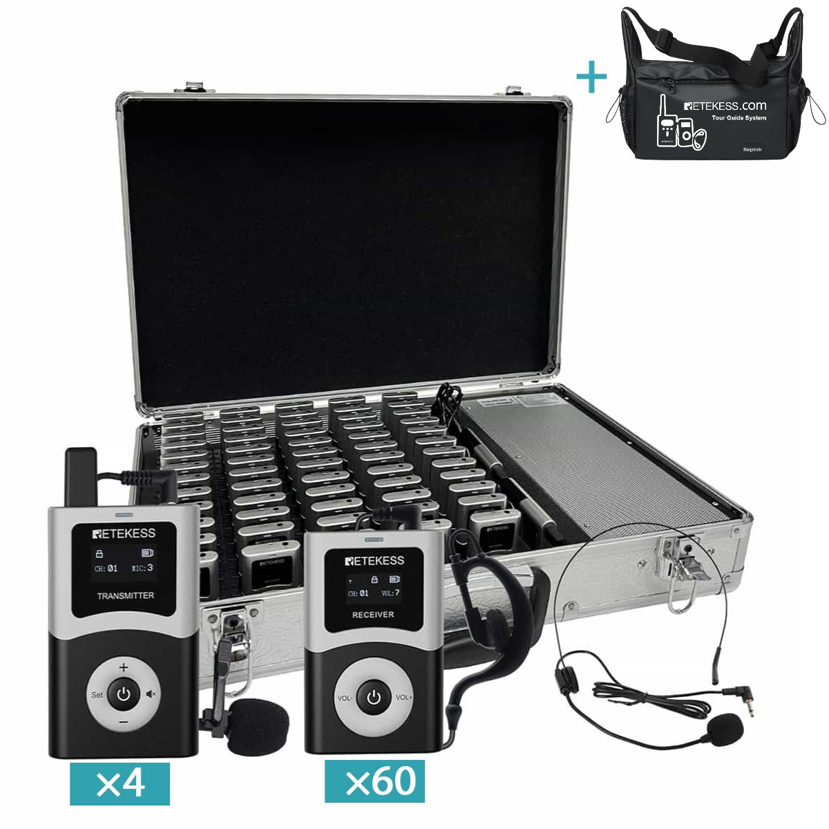 T130U T131U Digital Group Tour System UHF Transmission for Guided Tours, Group Communication, Meeting, School and Factory