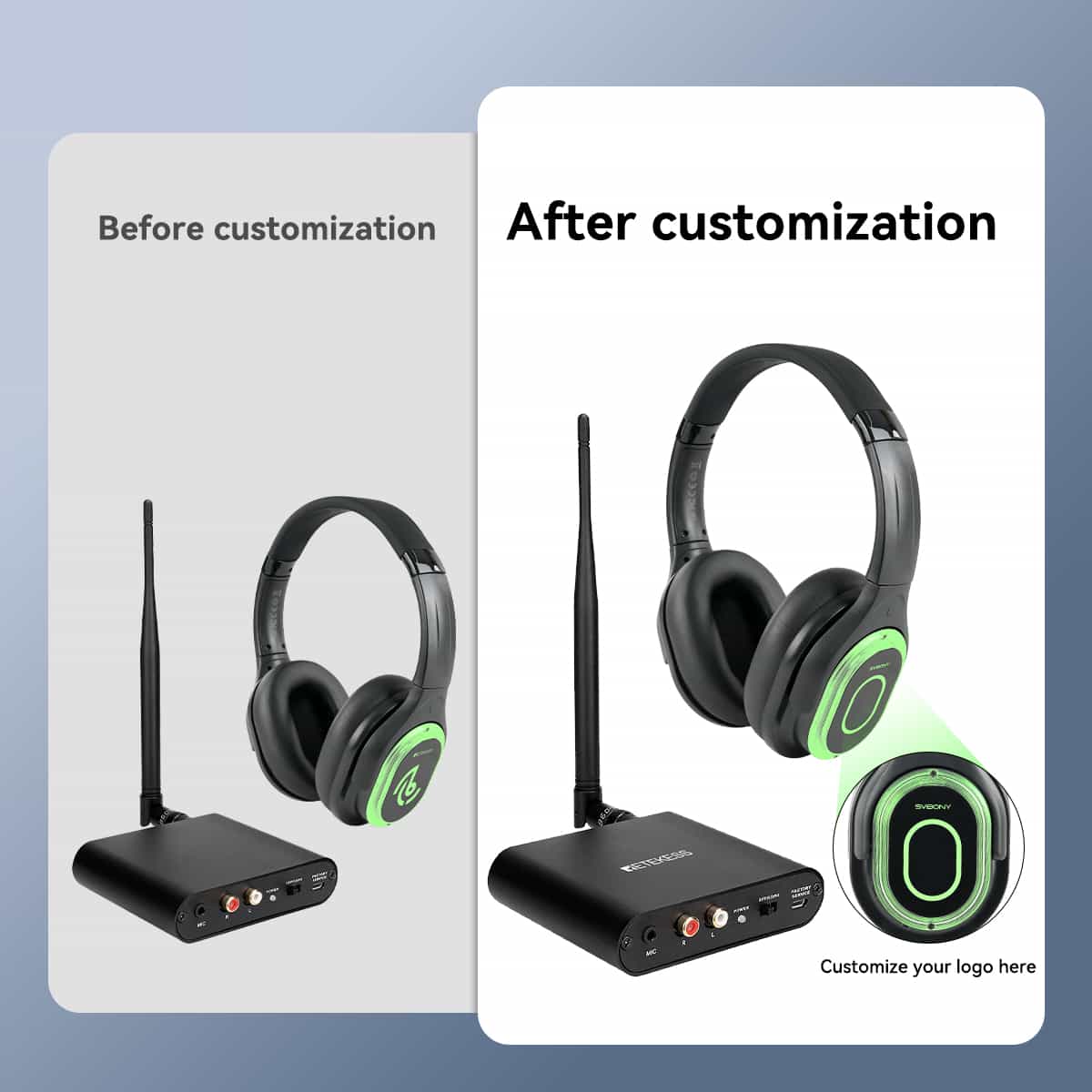 custom logo silent disco headsets