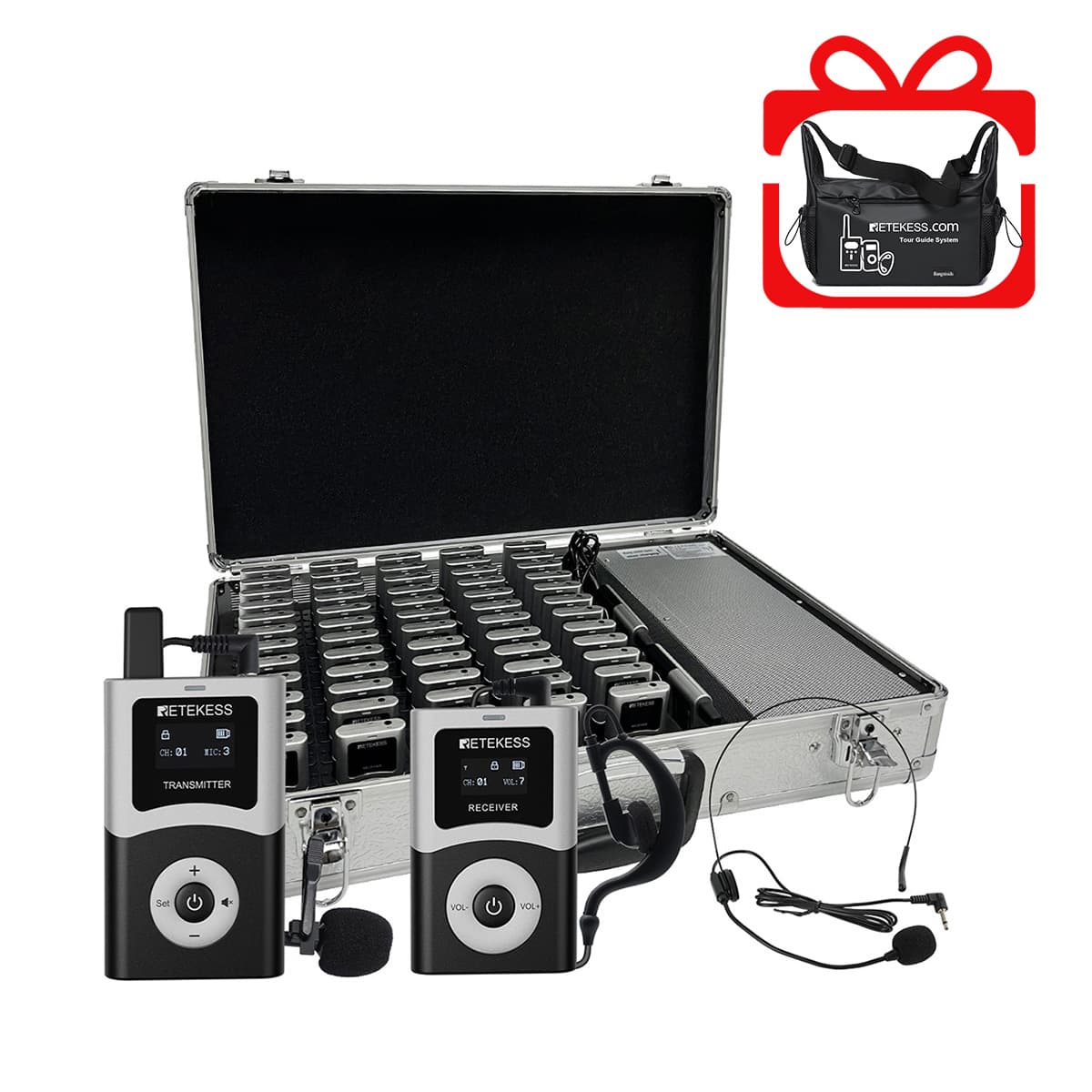 T130U T131U Digital Group Tour System UHF Transmission for Guided Tours, Group Communication, Meeting, School and Factory