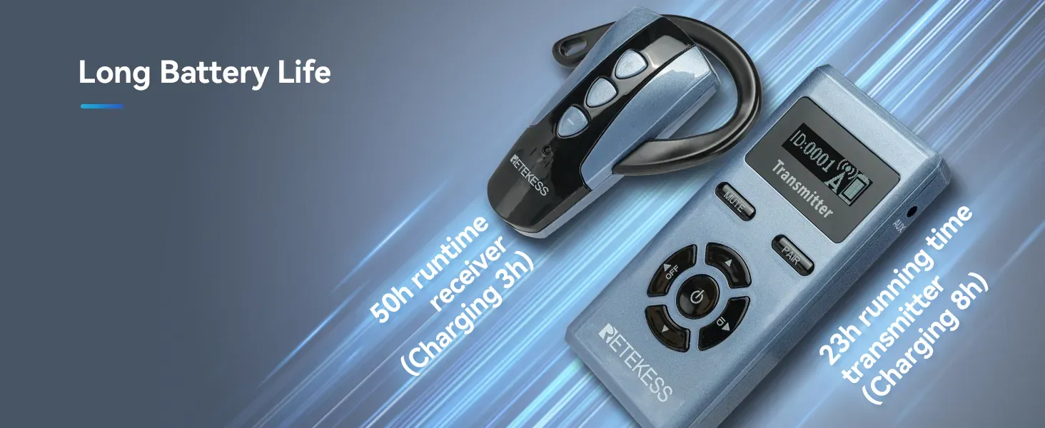 Retekess TT106S receiver with long battery life up to 50 hours