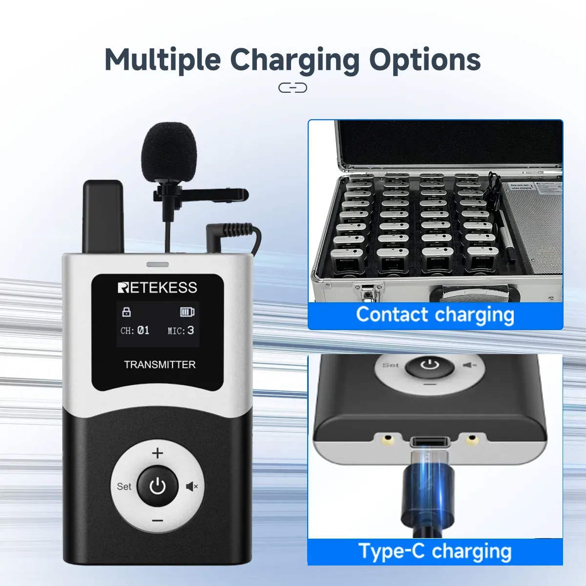 Two charging options with Type-C and contact charging solutions