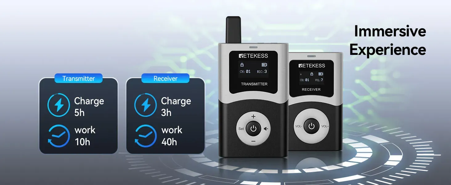 Long-lasting battery life for transmitter and receiver