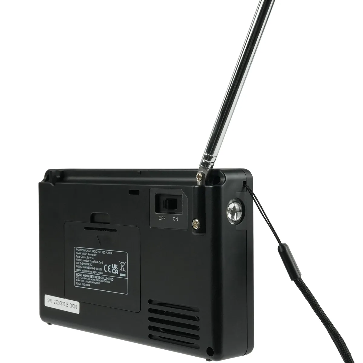 Retekess V115P Portable Multi-band Radio AM/FM/SW/WB, 1800mAh Battery, Wireless Connection, TF/AUX & Recording, Emergency Flashlight, Sleep Timer & Alarm Clock, Ideal for Camping & Emergencies