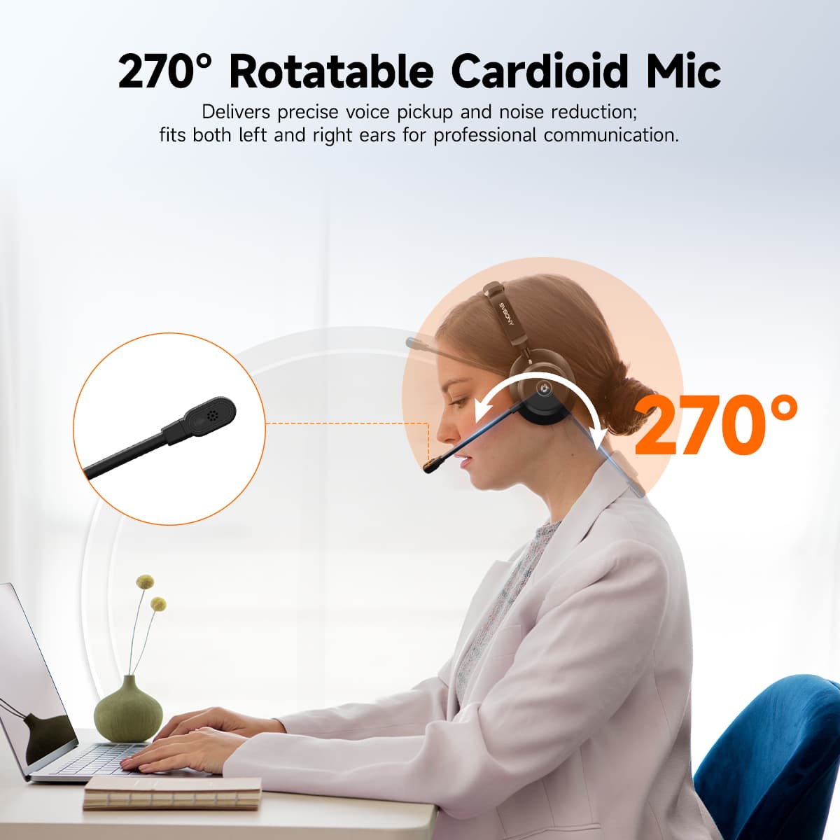 SVN H1 Wireless Noise-Canceling Headphones with Microphone and USB Dongle for Online Meetings