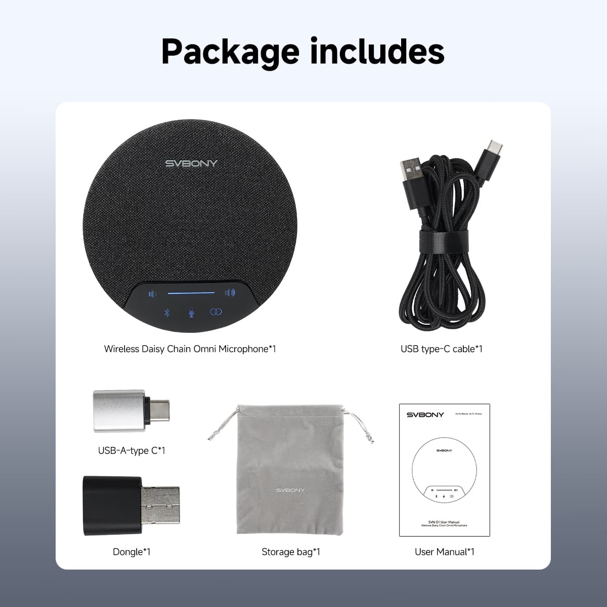 SVN O1 Wireless Full-Duplex Omnidirectional Conference Microphone