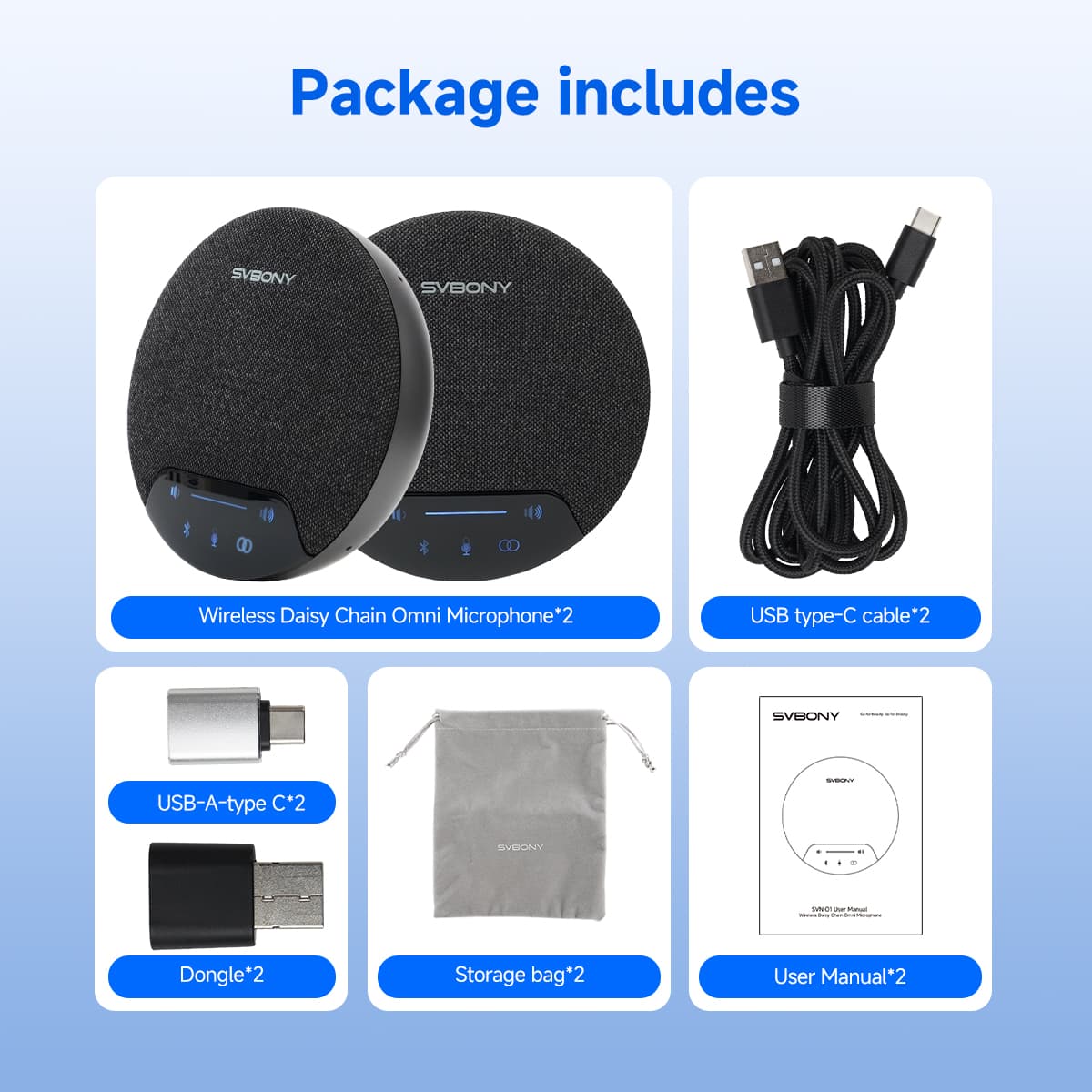 SVN O1 Wireless Full-Duplex Omnidirectional Conference Microphone