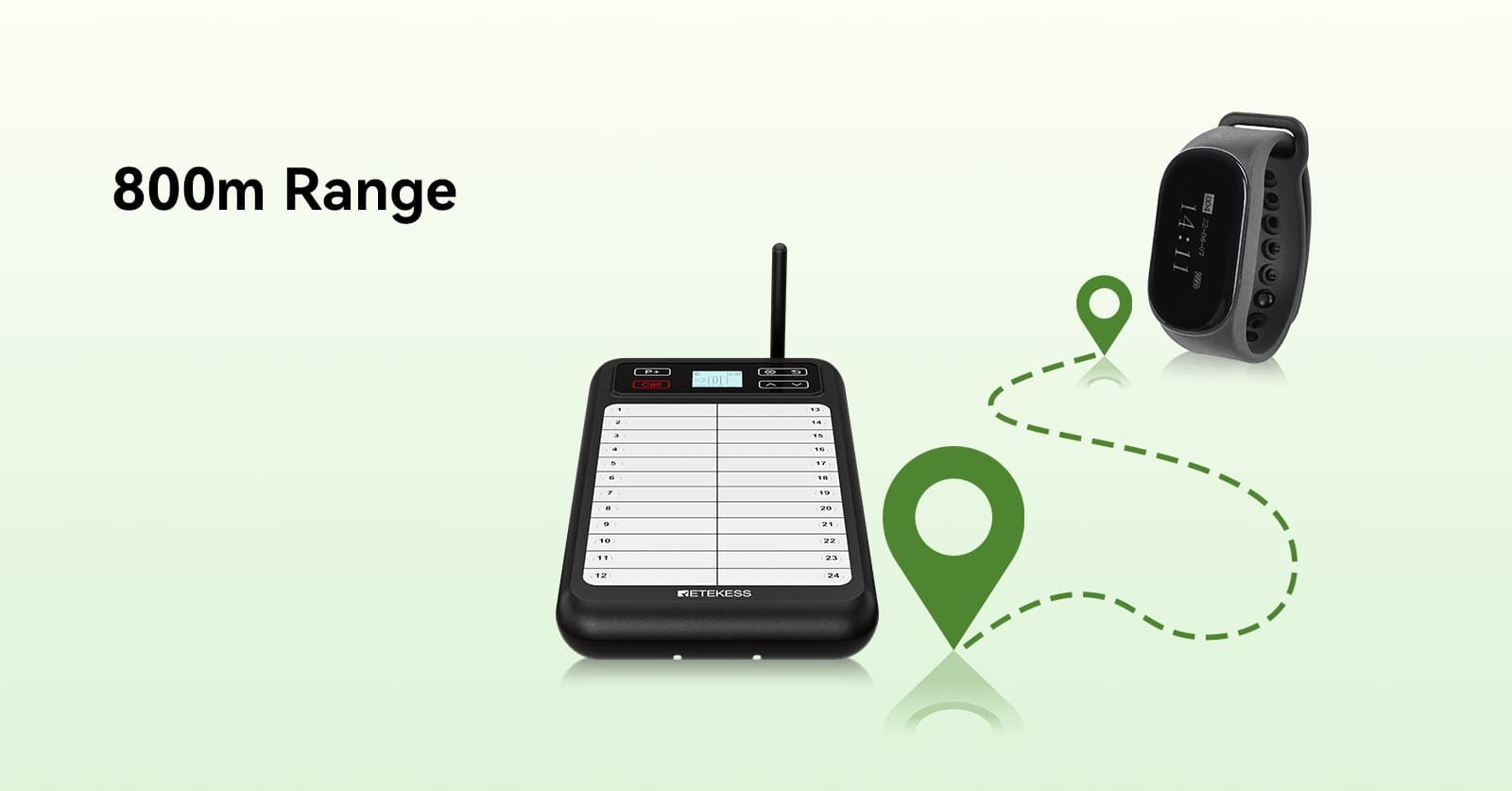 Long range restaurant paging system