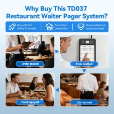 TD037 TD114 Kitchen Transmitter Pager, Server Transmitter, Restaurant Waitress Pager System Restaurant Pager System​ for Commercial Kitchens