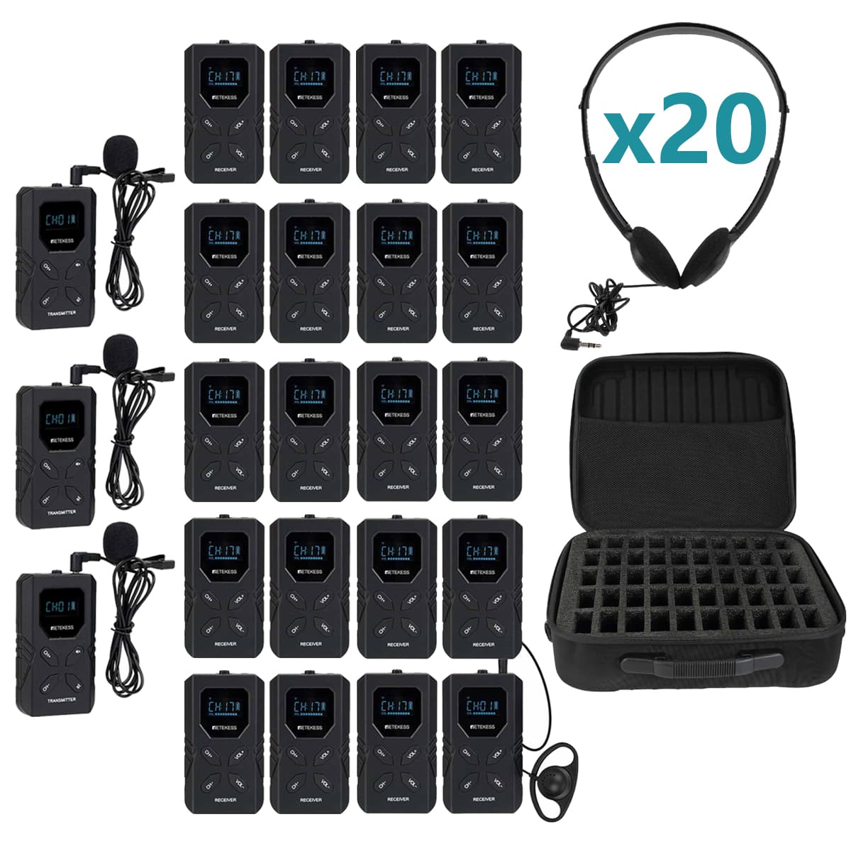 6-20 People TT117 TT118 17-Channel Portable FM Simultaneous Interpretation System for Multilingual Meetings, Church Worship, Training, and Educational Events
