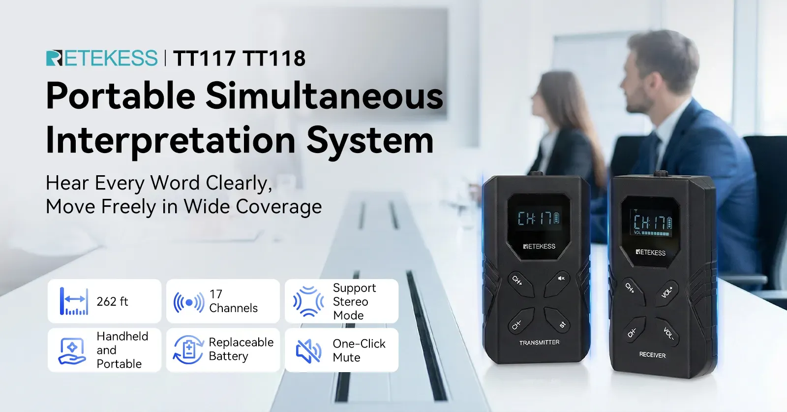Retekess TT117 TT118 portable simultaneous interpretation system