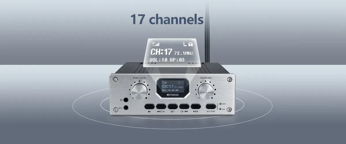 TT119 with 17 selectable channels and TT118 receiver compatibility