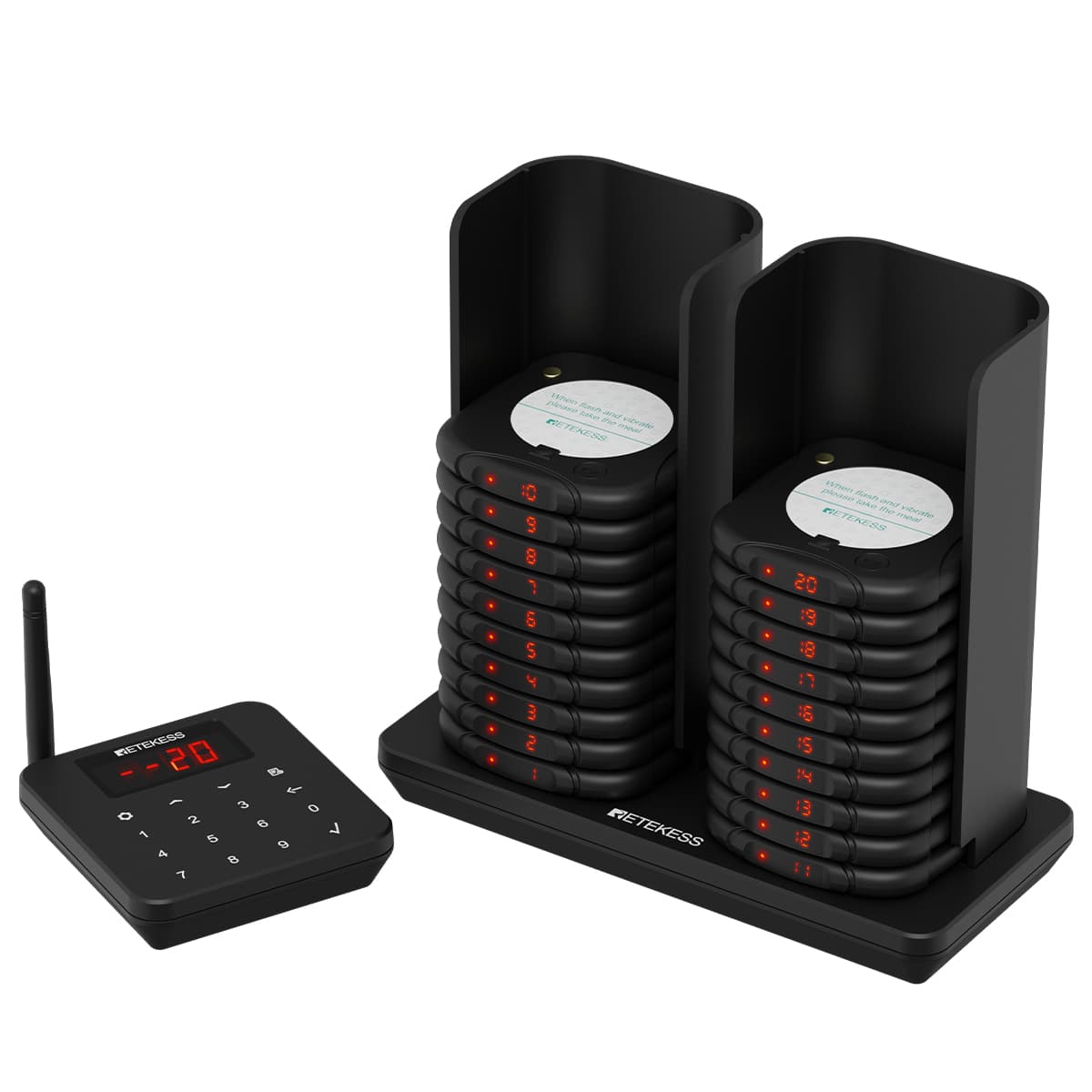Retekess TD186 Stackable Anti-Tip Restaurant Coaster Paging System