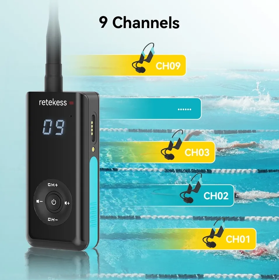 TT120 Swimming Waterproof Bone Conduction Headphone Receiver for Coaching, Tour