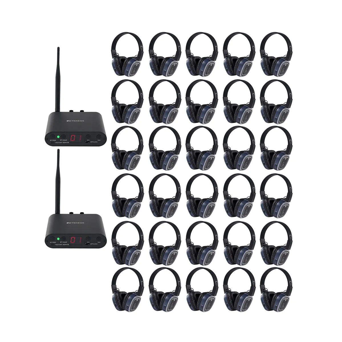 Silent Fitness, Health & Wellness, Silent Discos TA003S TA004S Silent Sound System Headphones, 6-Channel with Bluetooth, Foldable, Type-C, Bass Boost