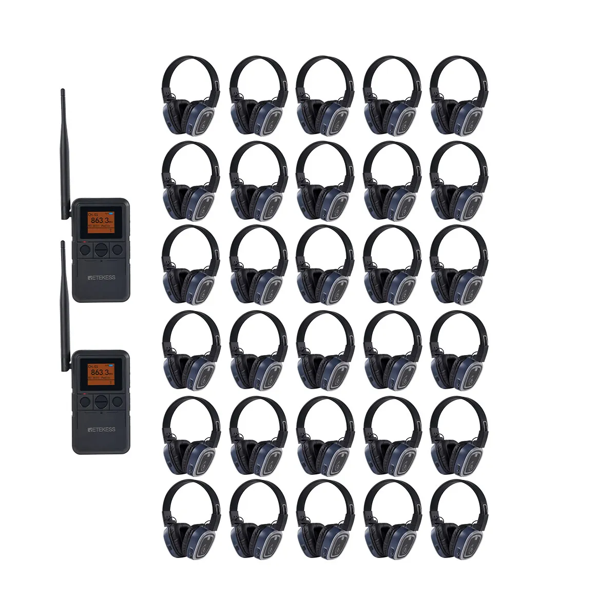 Silent Fitness, Health & Wellness, Silent Discos TA003P TA004S Wireless Silent Disco Headsets, 6-Channel with Back-clip & Handheld, Bluetooth, Bass Boost