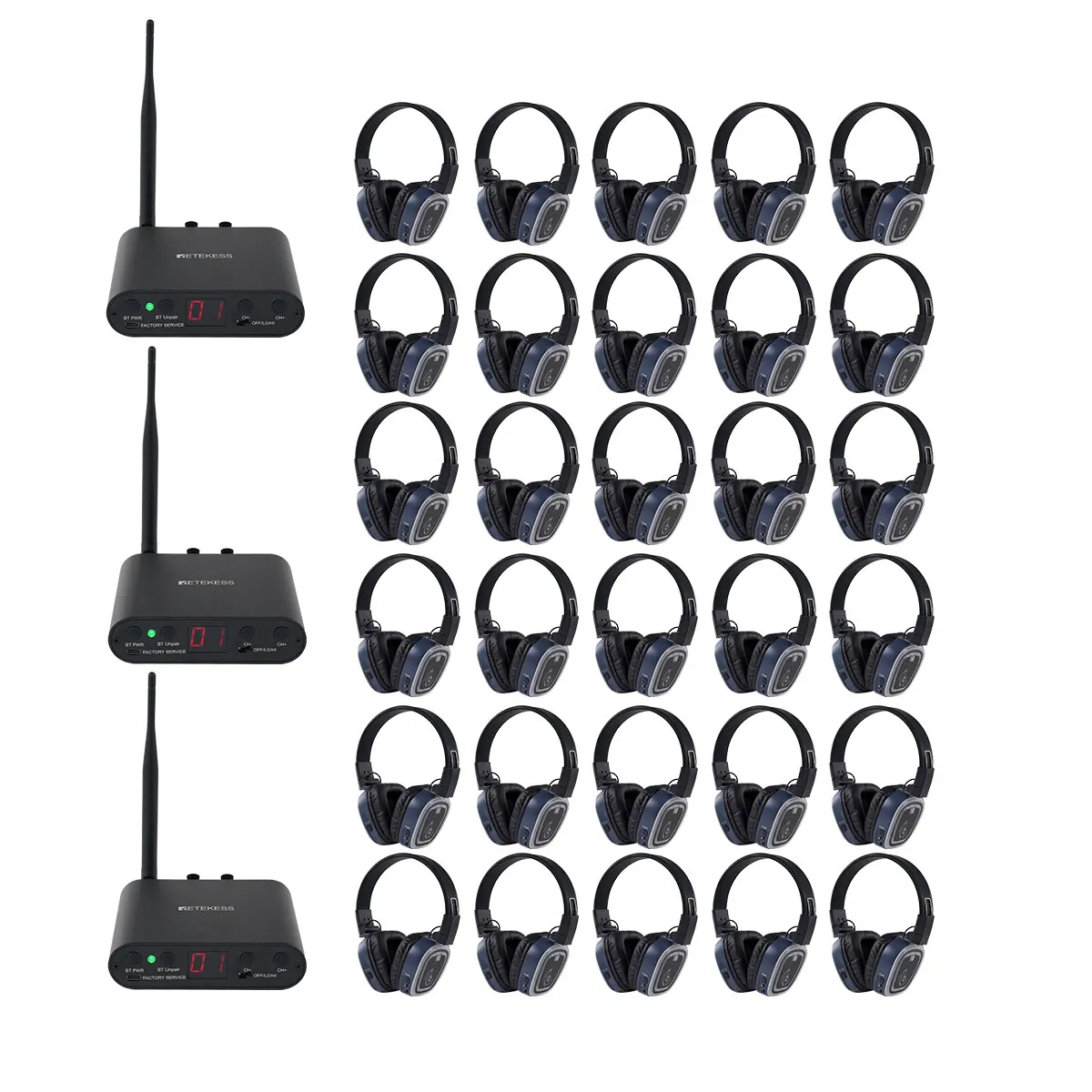 Weddings, Festivals, Beach Parties, School Dances & Corporate Events TA003S TA004S Silent Disco Equipment, 6-Channel, Bass Boost, with Color Changing Lights