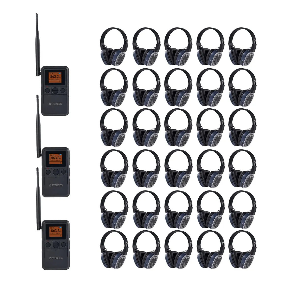 Weddings, Festivals, Beach Parties, School Dances & Corporate Events TA003P TA004S Wireless Silent Party Headphones, 6-Channel, Back-clip & Handheld, 12H Battery, Bass Boost