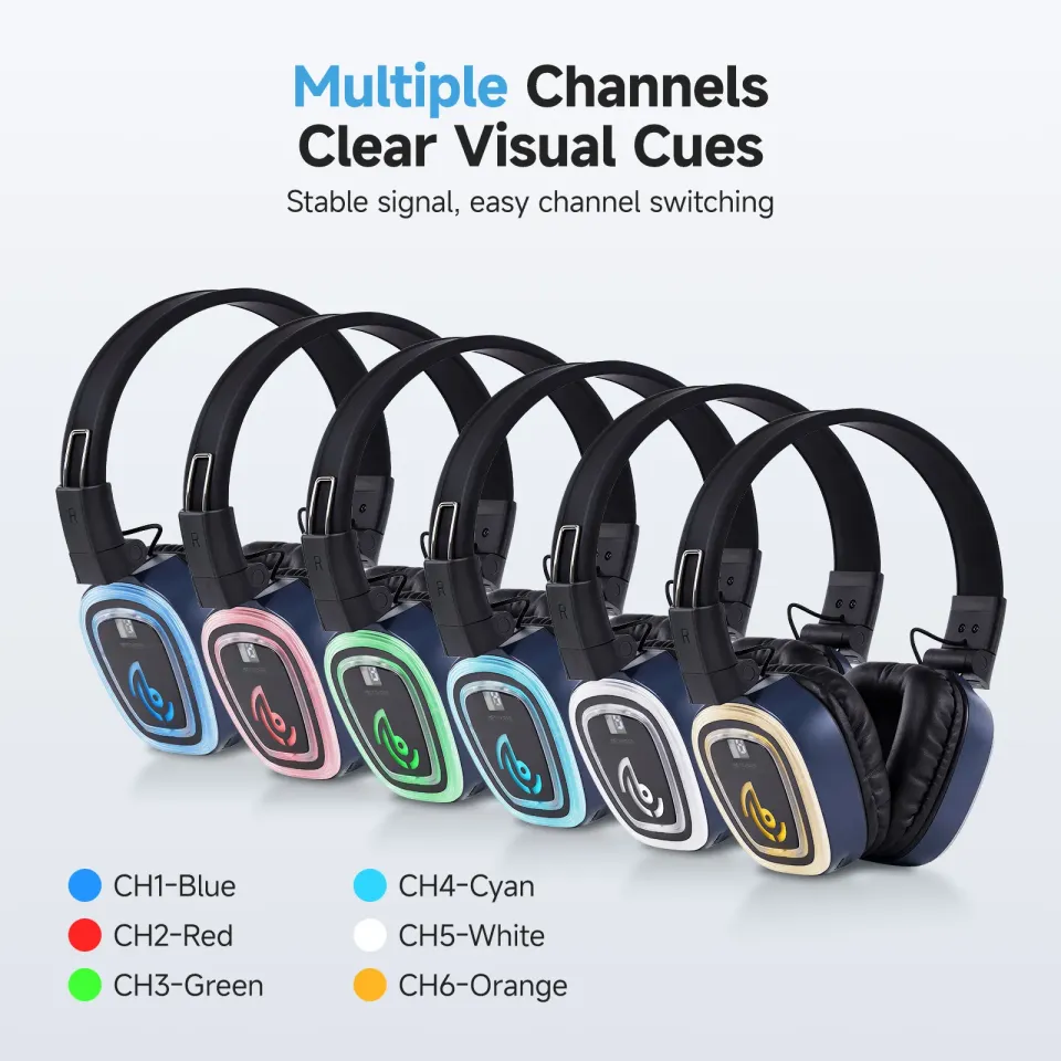 Yoga, Meditation & Sound Healing – TA003P TA004S Portable Silent Headphone, 6-Channel with Back-clip & Handheld, Swappable Battery, Bluetooth, Bass Boost