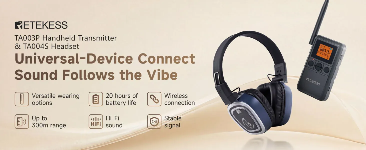 TA003P TA004S wireless silent disco headphones