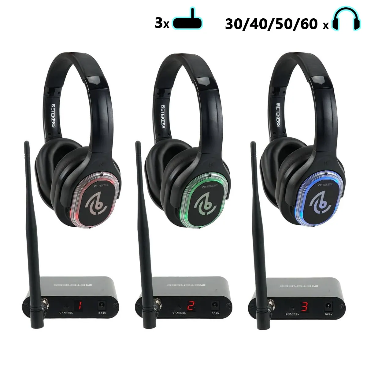 Weddings, Festivals, Beach Parties, School Dances & Corporate Events – TA003 TA004 Silent Sound System Silent Disco Headsets with Color Changing Lights