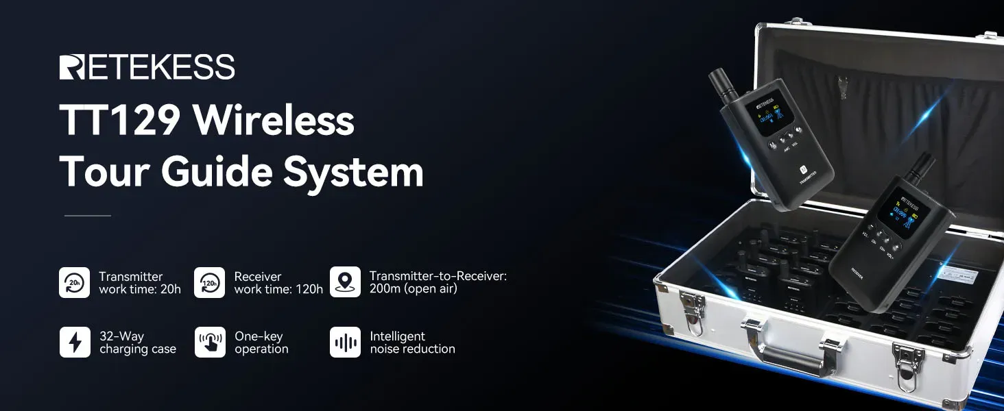 Retekess TT129 wireless whisper audio system for tourism and factory visits