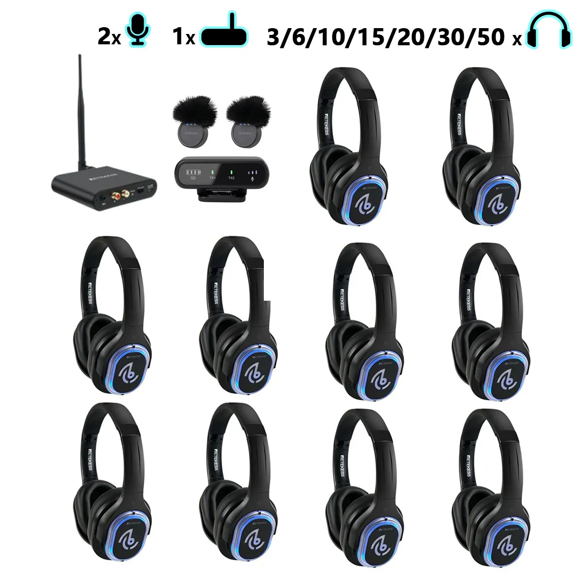 Sound Healing, Yoga, Meditation, Breathwork & Outdoor Class – TA003 TA004 Wireless Silent Disco Headphones with 3 Channels