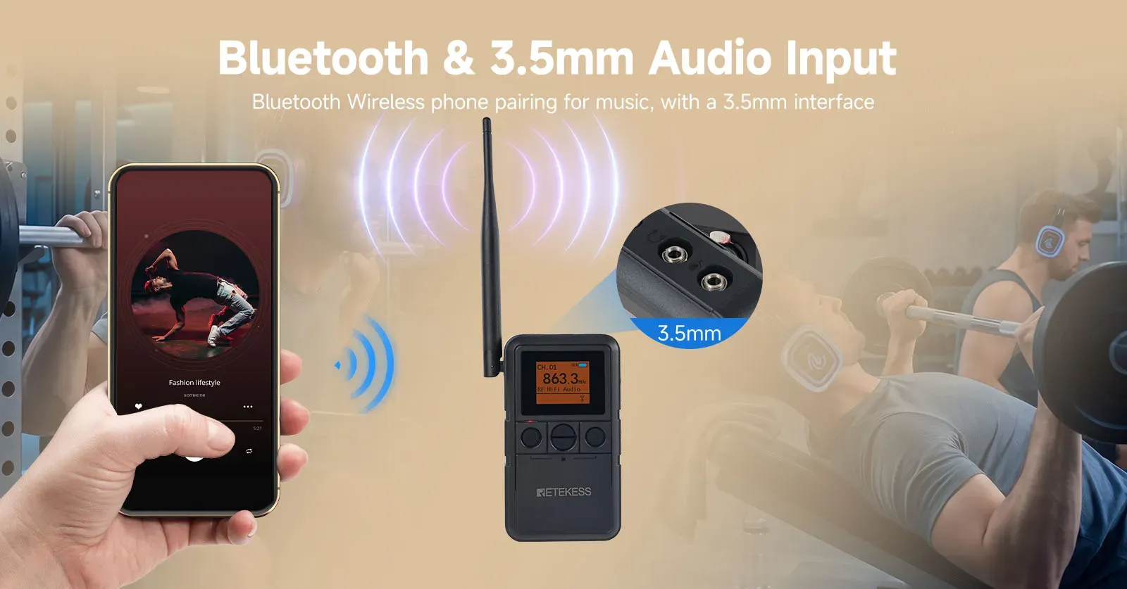Bluetooth and 3.5mm dual audio input