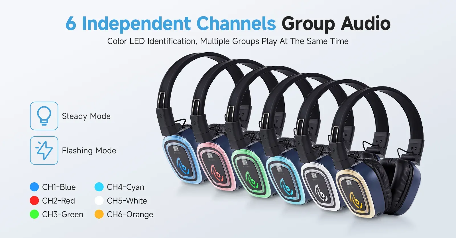 6-channel handheld silent event audio system