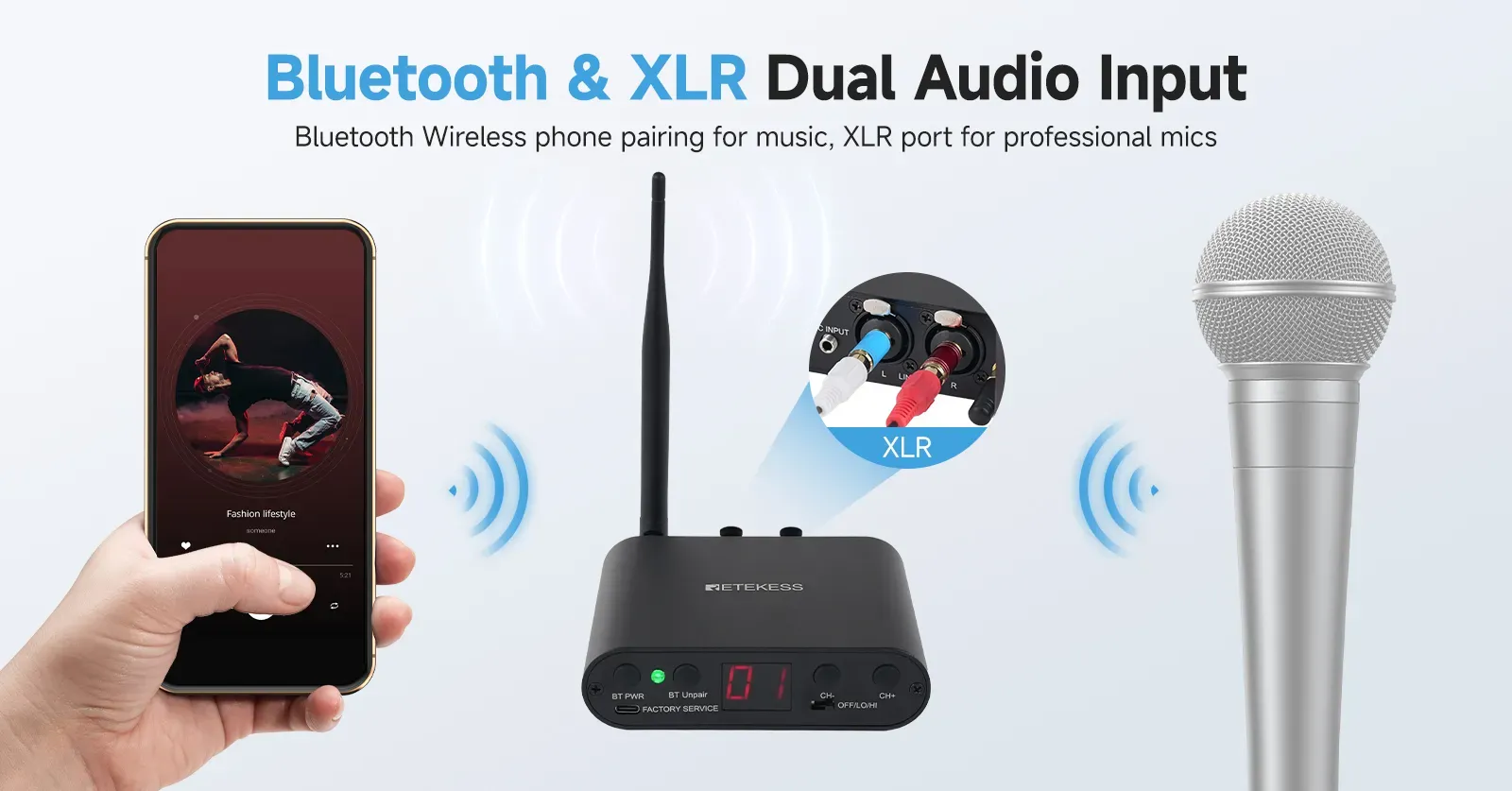 Bluetooth and 3.5mm dual audio input