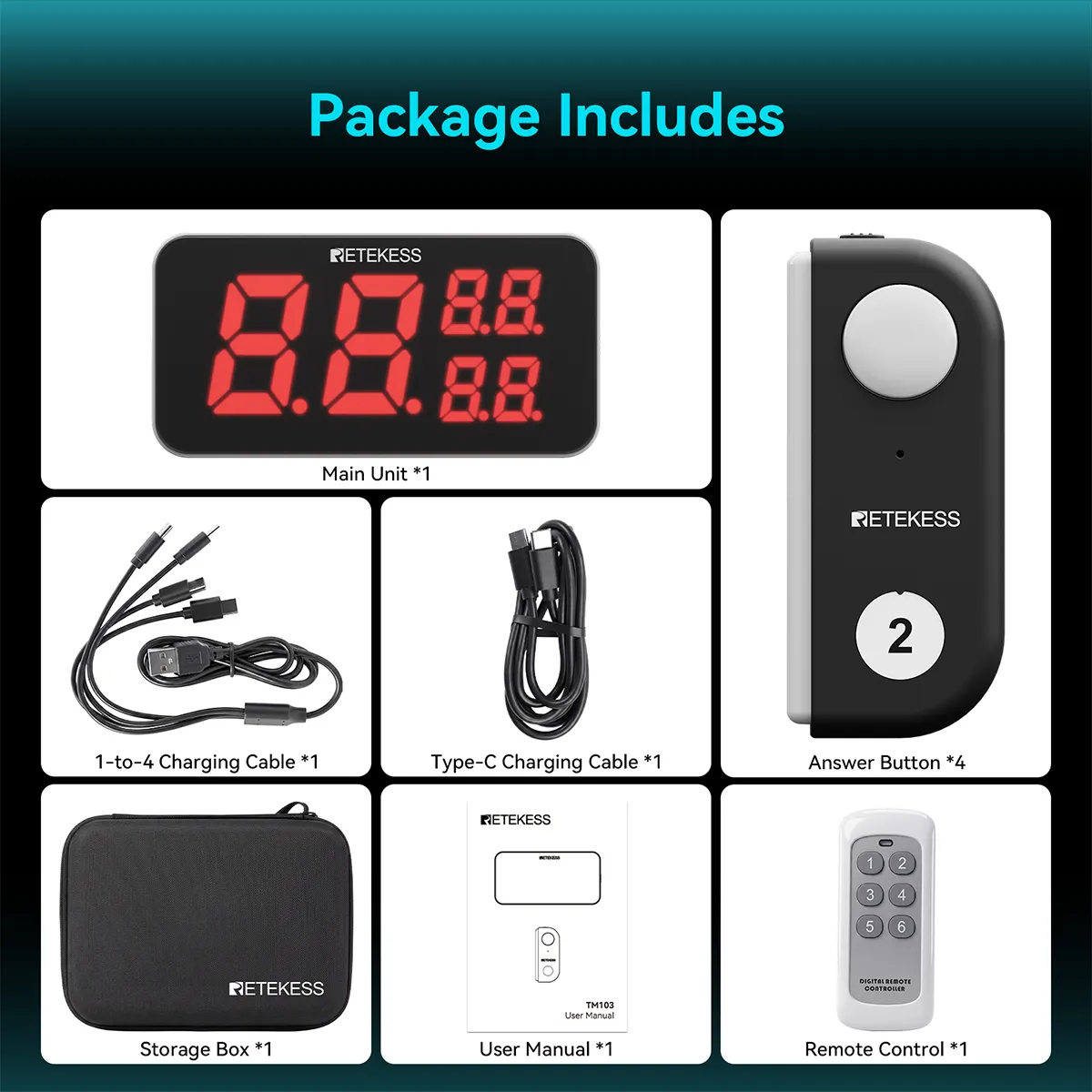 TM103 Handheld Answer Buzzers Wireless Game Buzzer System for Forvarious Quizzes, Competitions, and Interactive Events