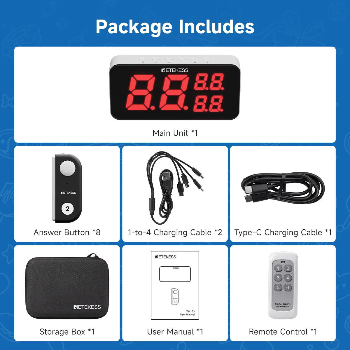 TM103 Handheld Answer Buzzers Wireless Game Buzzer System for Forvarious Quizzes, Competitions, and Interactive Events