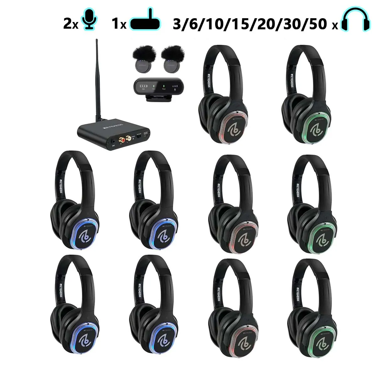 Sound Healing, Yoga, Meditation, Breathwork & Outdoor Class – TA003 TA004 Wireless Silent Disco Headphones with 3 Channels