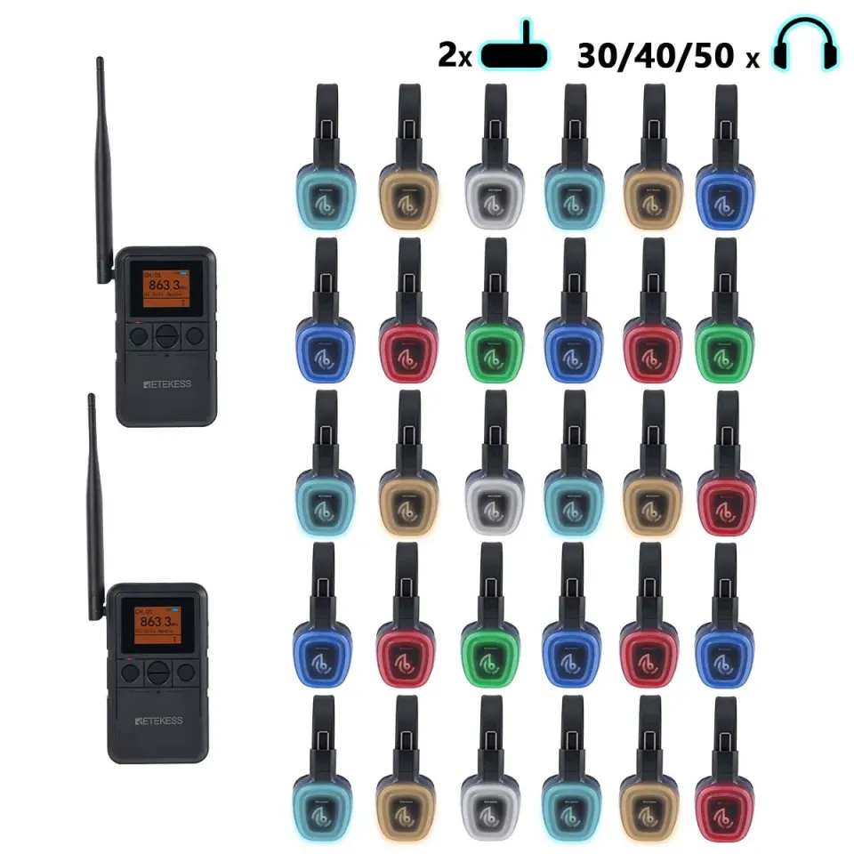 Silent Fitness, Health & Wellness,Dance, Outdoor Gymnastics, Spinning Training, Silent Discos TA003P TA004S Wireless Silent Disco Headsets, 6-Channel with Back-clip & Handheld, Bluetooth, Bass Boost