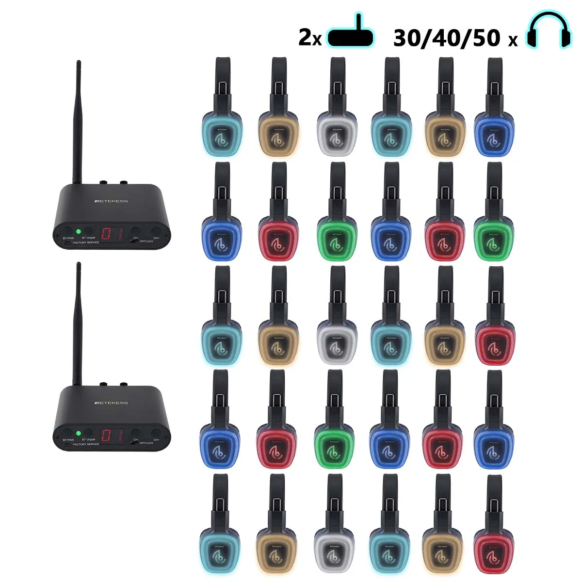 Silent Fitness, Dance, Outdoor Gymnastics, Spinning Training, Health & Wellness, Silent Discos TA003S TA004S Silent Sound System Headphones, 6-Channel with Bluetooth, Foldable, Type-C, Bass Boost