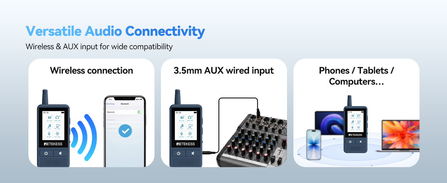 TT133 transmitter with Bluetooth and AUX input support