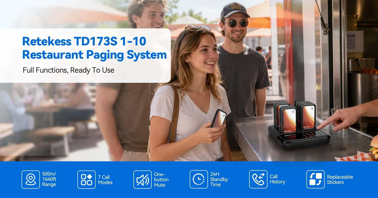 Retekess TD173S 1-10 restaurant paging system