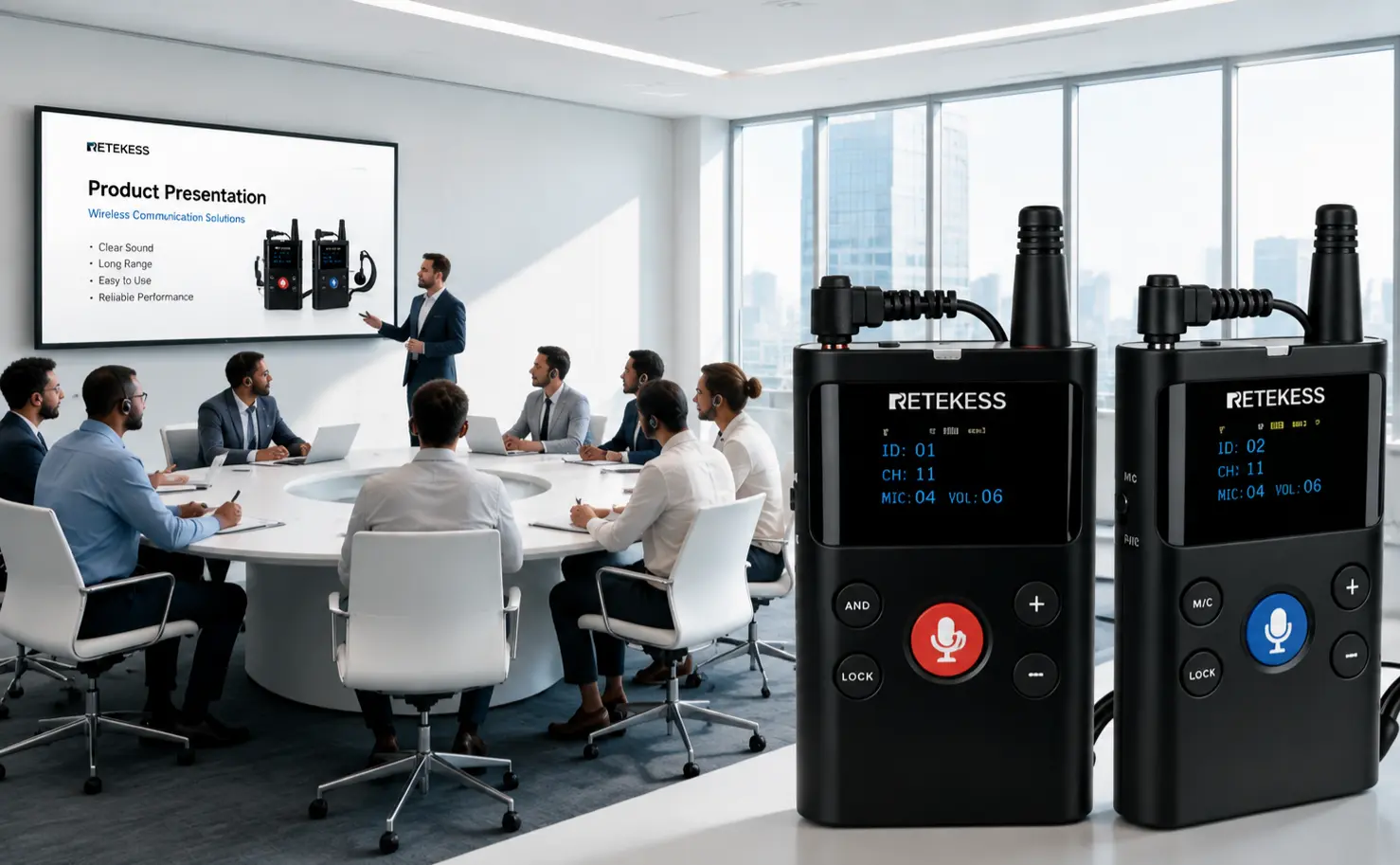 The Retekess TT126 Two-Way Tour Guide System for corporate training