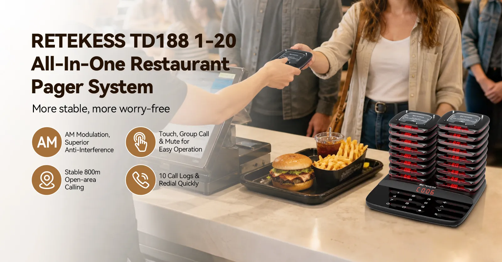 Retekess TD188 Restaurant Pager System Overview