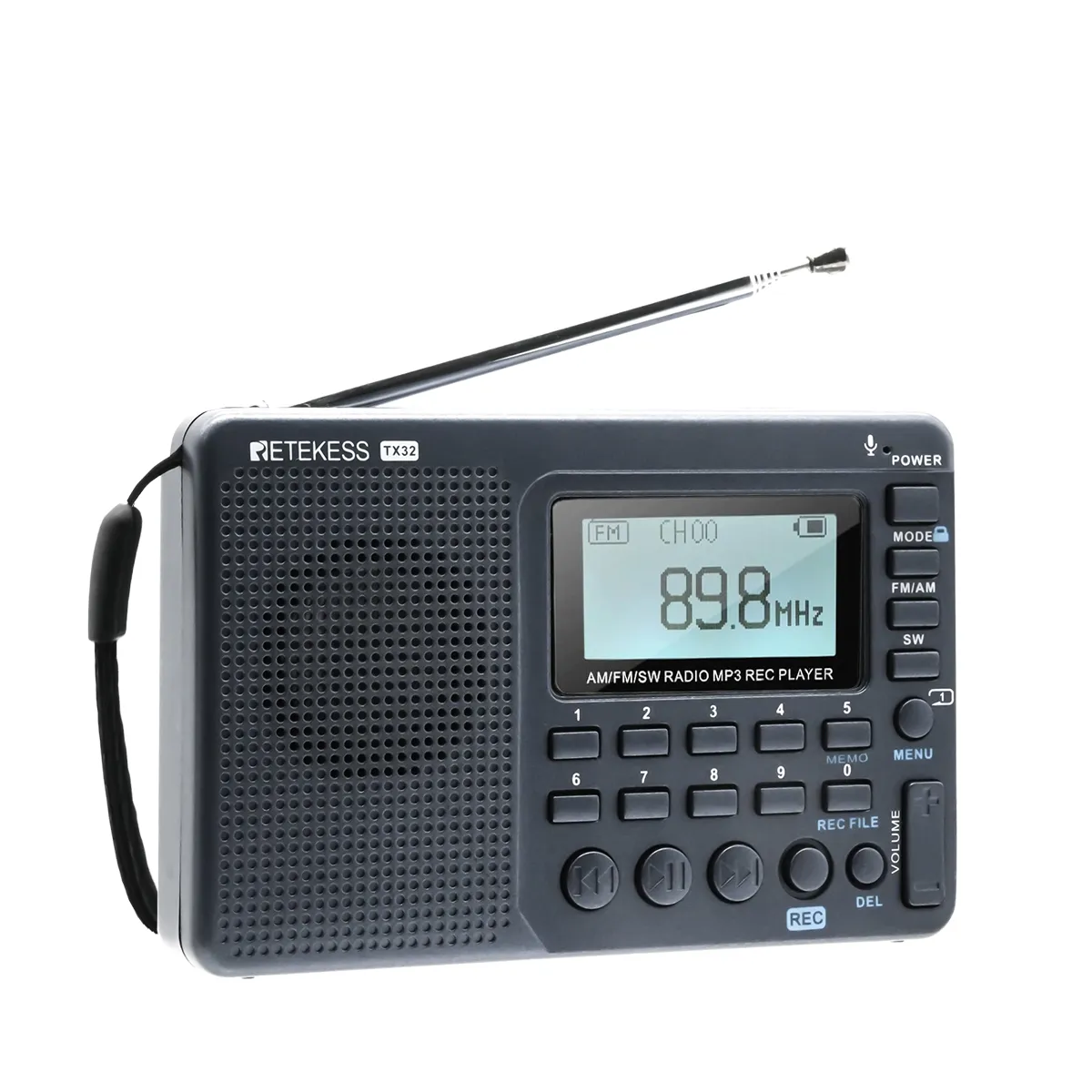 V115 Portable Shortwave Radio With AM/FM/SW Reception, TF Card Playback And Recording, For Home And Travel