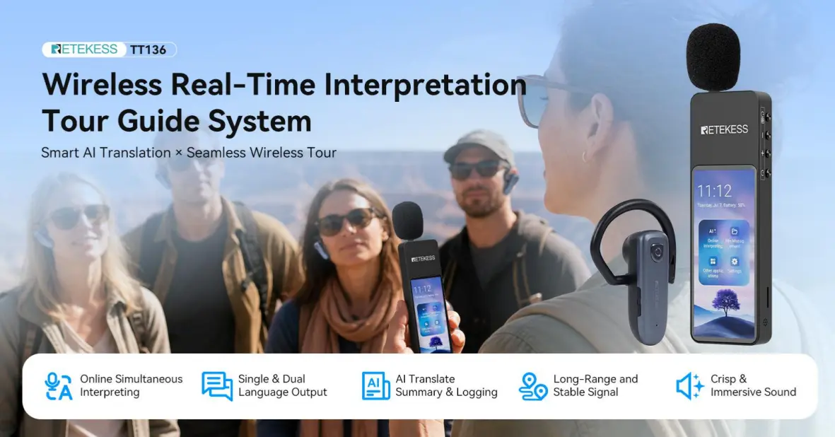 Retekess TT136 Wireless Real-Time Interpretation Tour Guide System