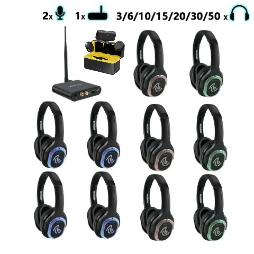 Sound Healing, Yoga, Meditation, Breathwork & Outdoor Class – TA003 TA004 Wireless Silent Disco Headphones with 3 Channels